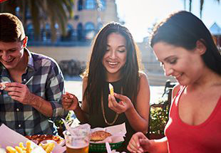Two girls eating