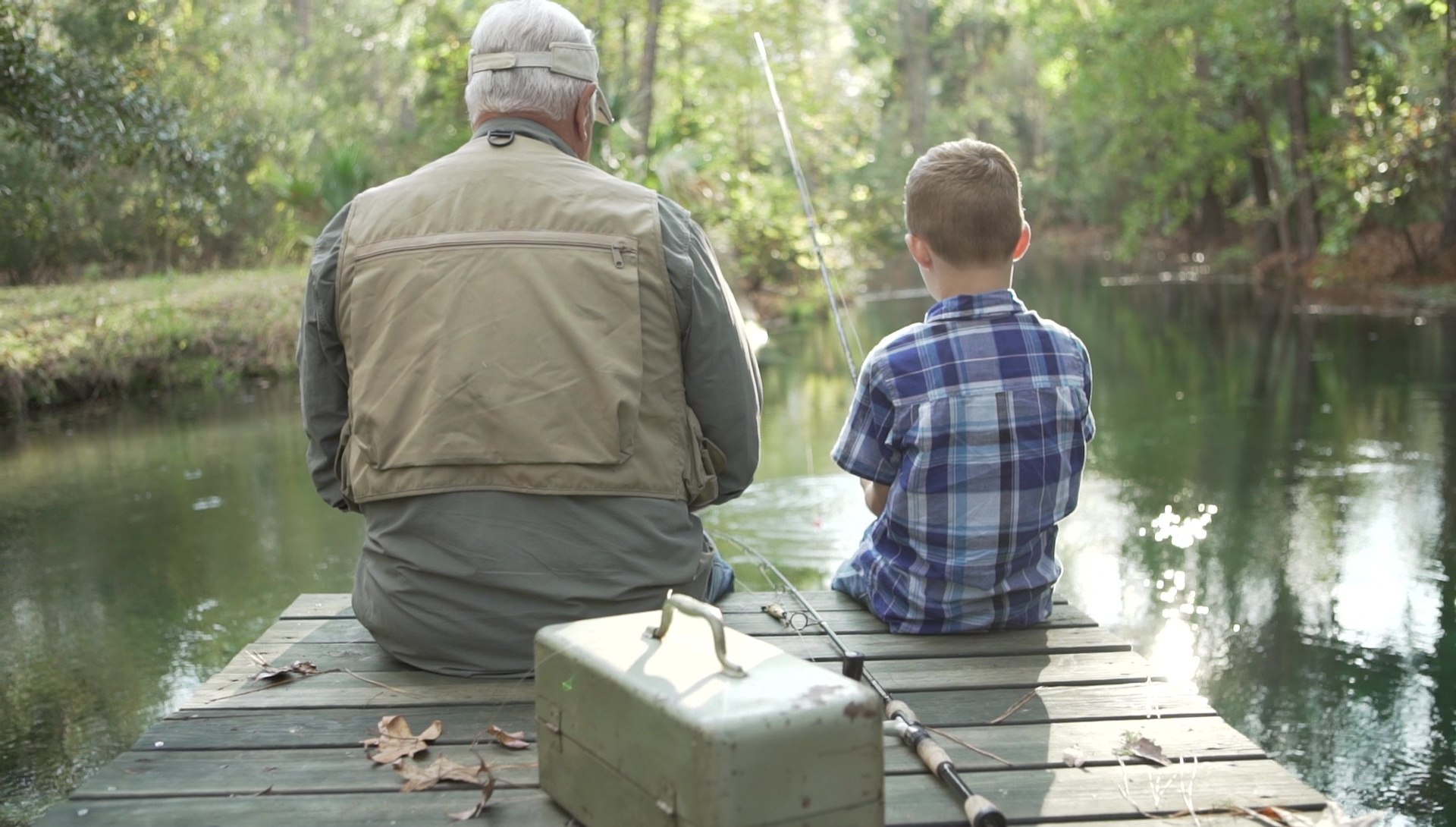 Man and boy fishing
